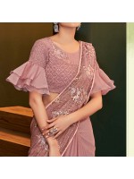 Amazing Pink Lycra Designer Readymade Saree